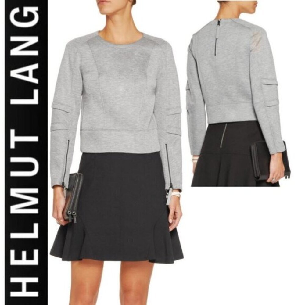 Helmut Lang Grey Modal Sweatshirt Zip Cuffs Back Zip Crew Neck Medium